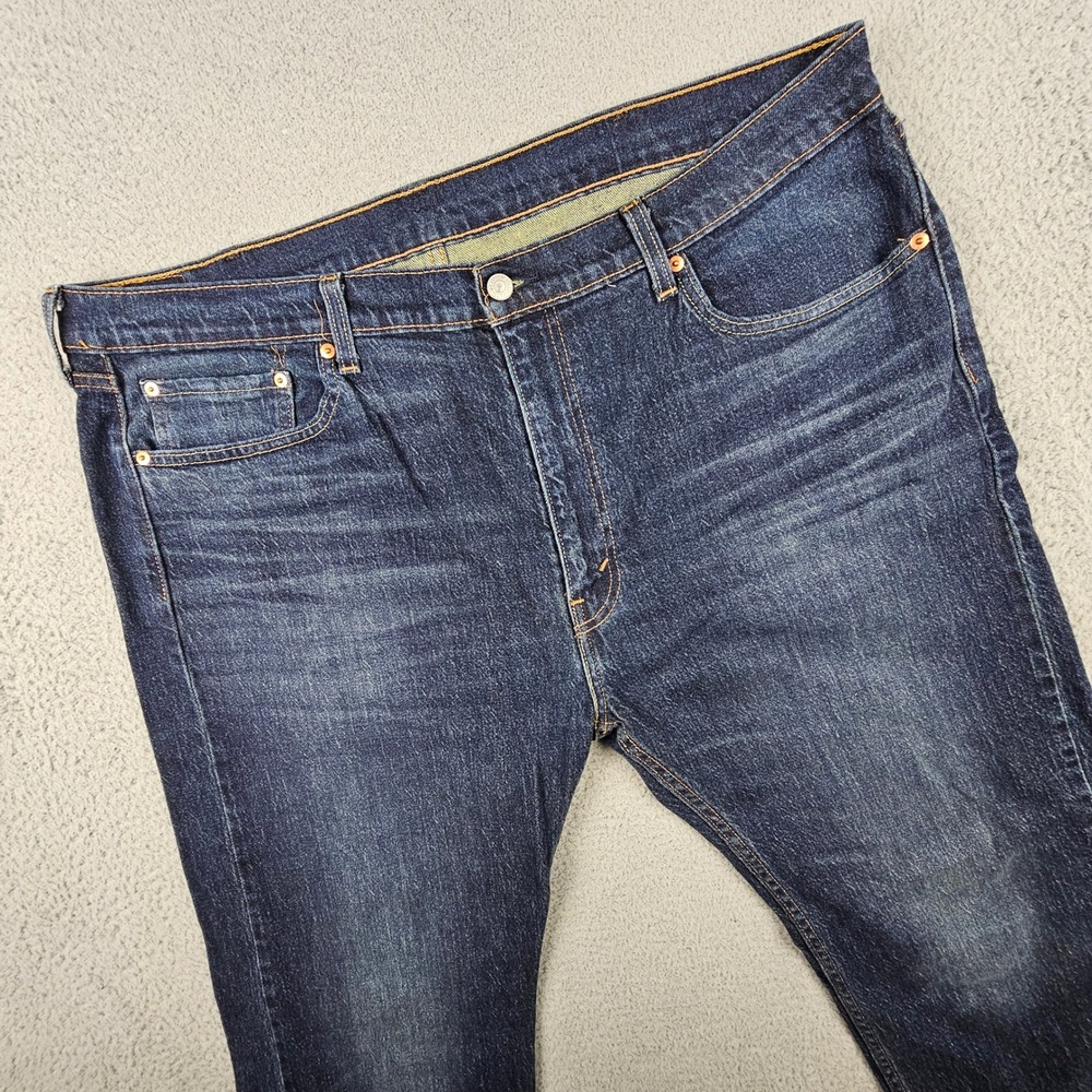 Levi's 505 Regular Fit Jeans Mens 42x31 Dark Blue Stretch Straight Leg